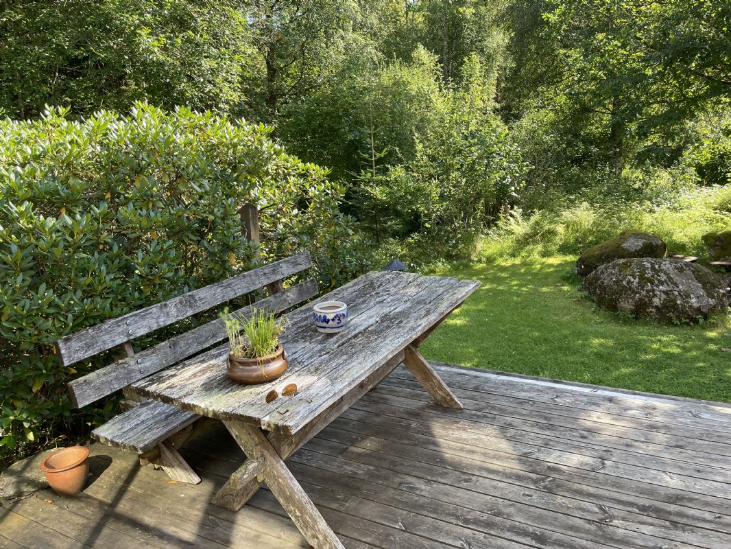 Trterrasse mod syd/vest og blplads / shelter